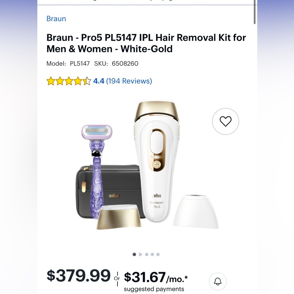 Braun Pro5 IPL Laser Hair Removal Device